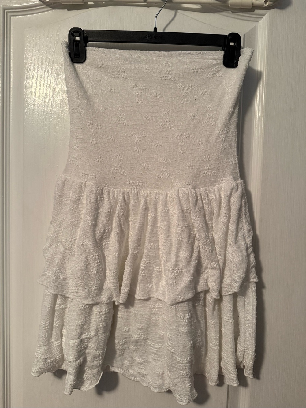 White Textured Tiered Skater dress